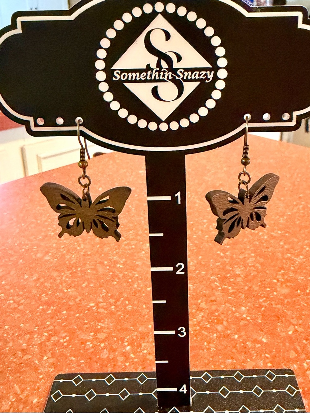 Hand crafted by me wood Butterfly earrings made to order hypoallergenic hooks